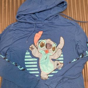 Stitch cropped hoodie shirt